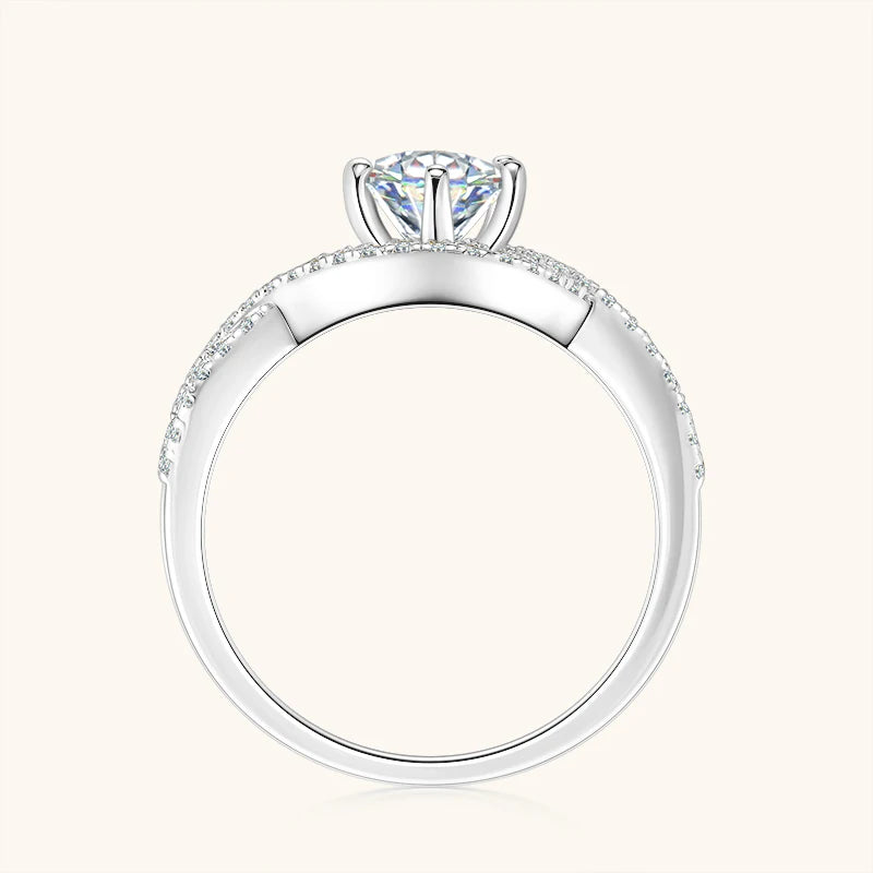Moissanite Twist Shank Engagement Ring 1ct | 925 Silver Women | Diamonds Grace