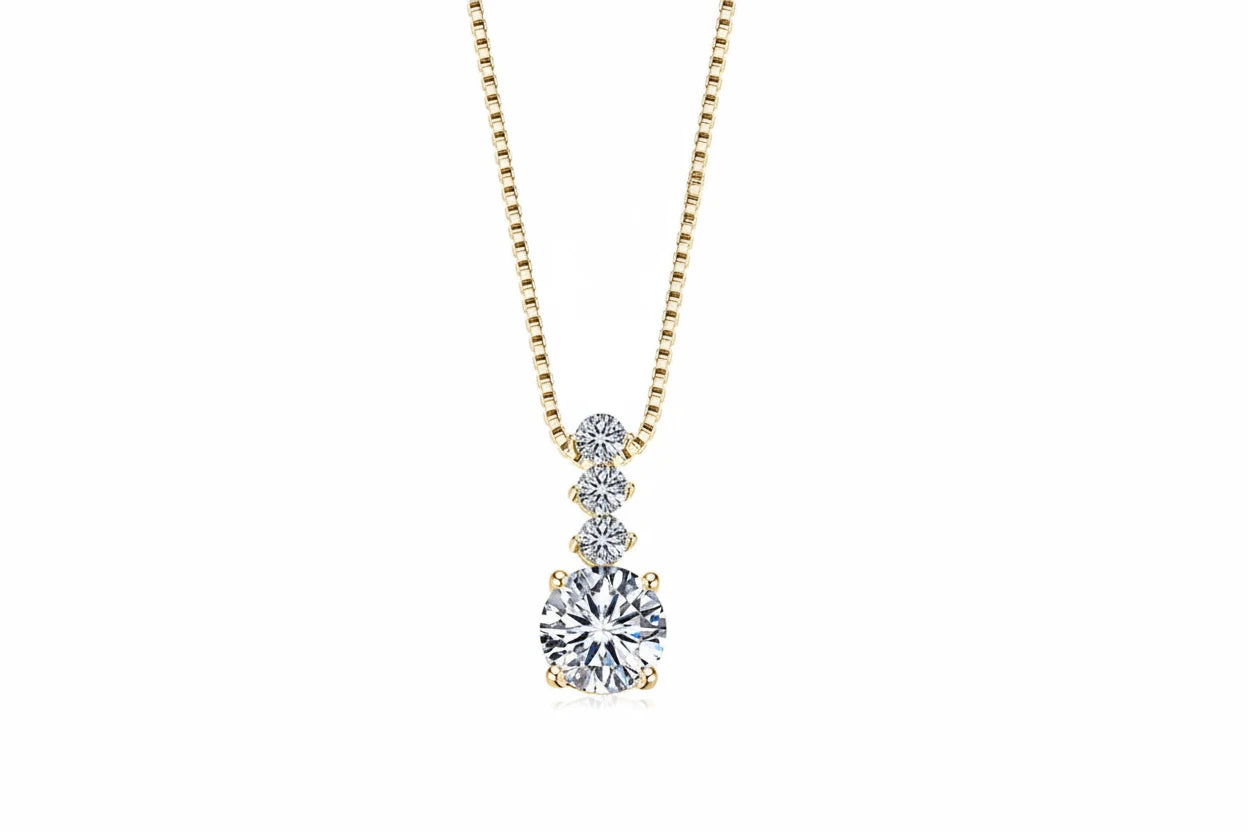 Geometric Moissanite Pendant Necklace | 925 Silver | 1ct Round Brilliant | Diamonds Grace