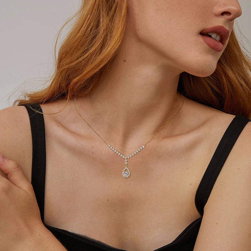 1ct Moissanite Y Lariat Necklace | 925 Sterling Silver | Diamonds Grace