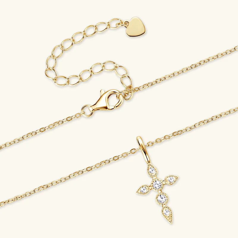 Moissanite Cross Pendant Necklace | D Color | S925 Sterling Silver | Diamonds Grace