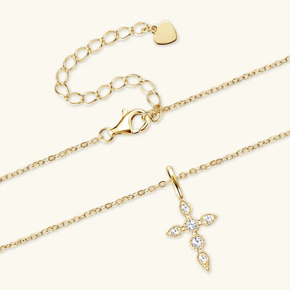 Moissanite Cross Pendant Necklace | D Color | S925 Sterling Silver | Diamonds Grace