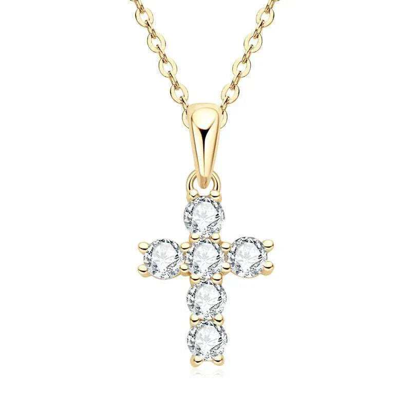 Moissanite Cross Pendant Necklace