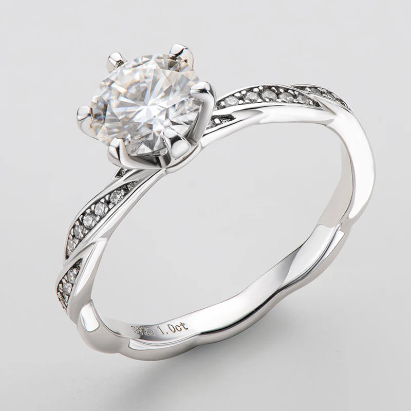 1 Carat Moissanite Engagement Ring | 925 Silver | Diamonds Grace