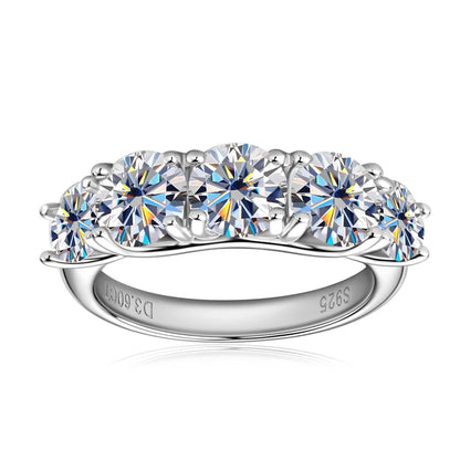 3.6ct Moissanite 5-Stone Engagement Ring D Color VVS1 | 925 Sterling Silver | Diamonds Grace
