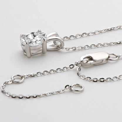 1ct Oval Moissanite Solitaire Pendant Necklace | 925 Sterling Silver | Diamonds Grace