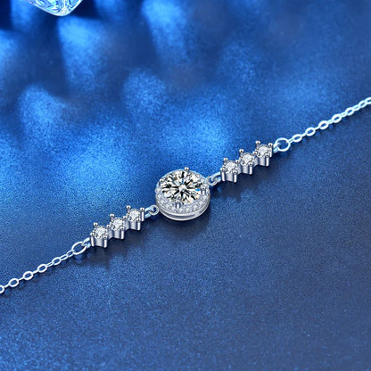 925 Sterling Silver Moissanite Bracelet | Adjustable Infinity Hand Chain | Diamonds Grace