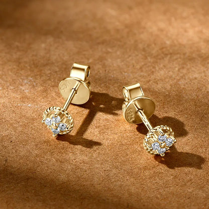 Moissanite Twisted Round Stud Earrings | 925 Sterling Silver | Diamonds Grace
