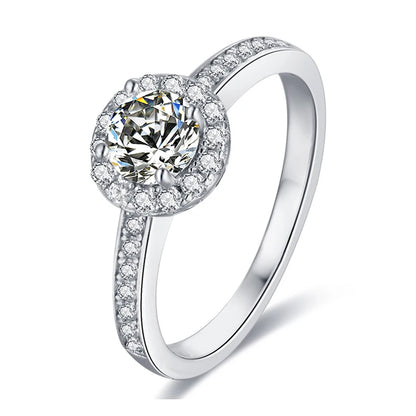 0.5CT Moissanite Halo Engagement Ring | 5mm | S925 Sterling Silver | Diamonds Grace