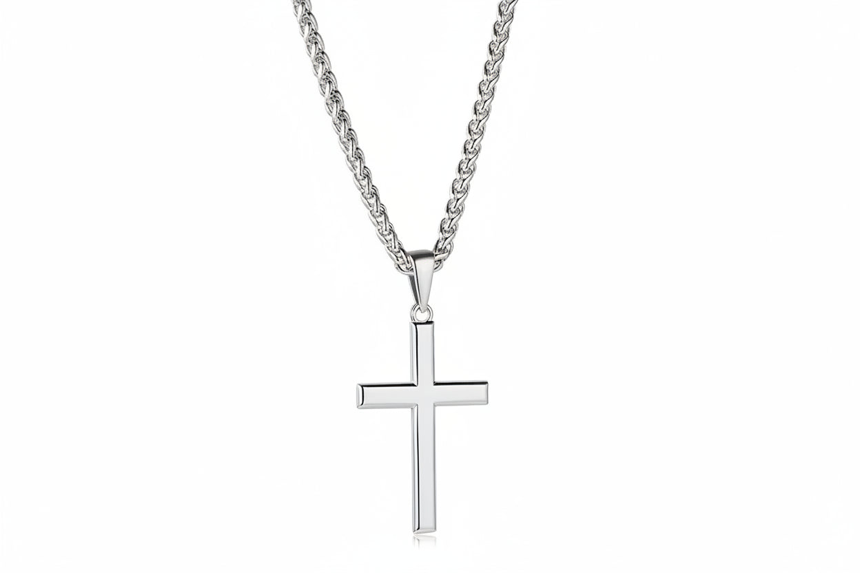 Men's 925 Sterling Silver Cross Pendant Necklace | Diamonds Grace