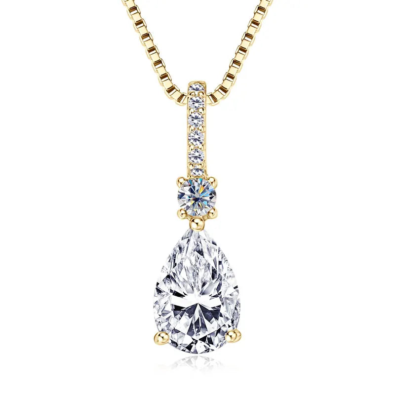Pear Cut Moissanite Droplet Pendant Necklace VVS1 | 925 Silver | Diamonds Grace