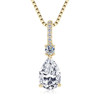 Pear Cut Moissanite Droplet Pendant Necklace VVS1 | 925 Silver | Diamonds Grace
