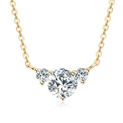 Moissanite 3-Stone Pendant Necklace | 1ct Round Brilliant | 925 Sterling Silver | GRA Certified | Diamonds Grace