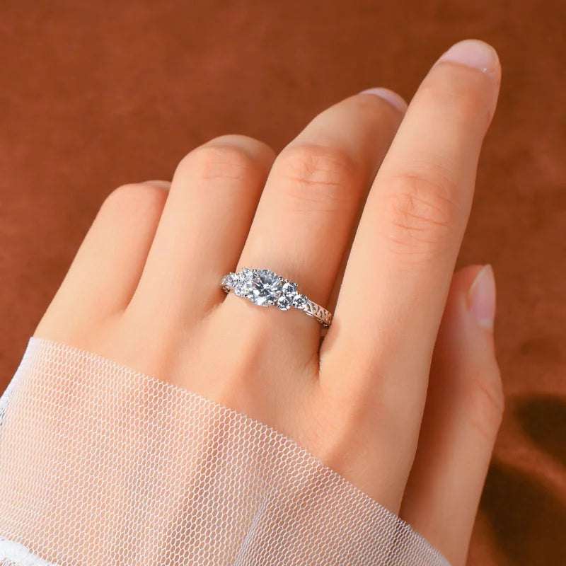 1ct Moissanite 7-Stone Engagement Ring | 925 Sterling Silver | Diamonds Grace