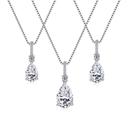 Pear Cut Moissanite Droplet Pendant Necklace VVS1 | 925 Silver | Diamonds Grace
