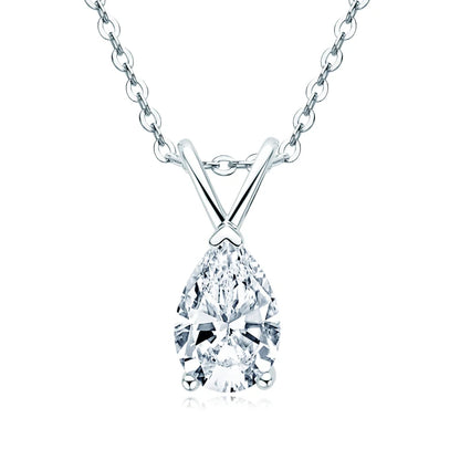 Pear Cut Moissanite Teardrop Pendant Necklace 1.5ct VVS | 925 Silver | Diamonds Grace