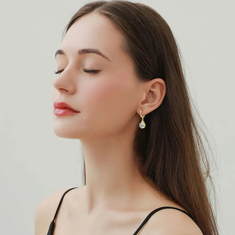 Moissanite Drop Earrings | 1CT & 2CT | S925 Sterling Silver Gold Plated | Diamonds Grace