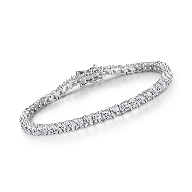 Cubic Zirconia Tennis Bracelet | 3mm Pavé 925 Sterling Silver | Diamonds Grace