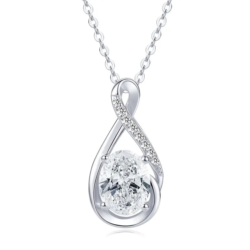 2.0CT Oval Moissanite Pendant Necklace | 925 Sterling Silver | Diamonds Grace