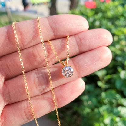 D Color Moissanite Pendant Necklace | 1–4CT Round Brilliant | 925 Sterling Silver | Diamonds Grace