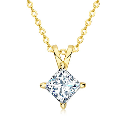 1 Carat Princess Cut Moissanite Necklace | 925 Sterling Silver | Diamonds Grace