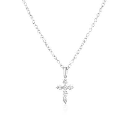 Moissanite Cross Pendant Necklace | D Color | S925 Sterling Silver | Diamonds Grace