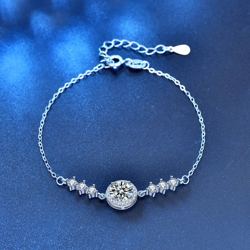 925 Sterling Silver Moissanite Bracelet | Adjustable Infinity Hand Chain | Diamonds Grace