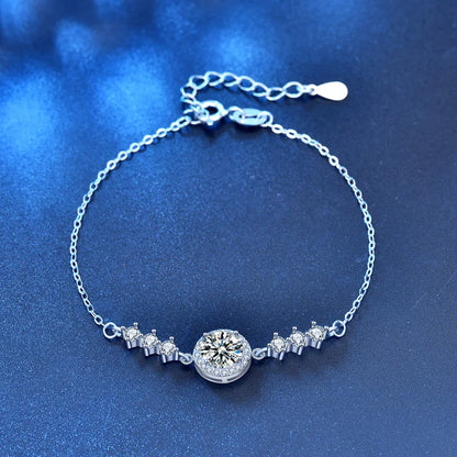 925 Sterling Silver Moissanite Bracelet | Adjustable Infinity Hand Chain | Diamonds Grace