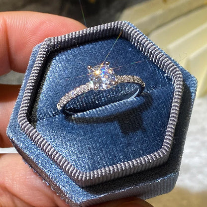 GRA Certified Moissanite Engagement Ring | 0.8CT Round Brilliant | 925 Sterling Silver | Diamonds Grace
