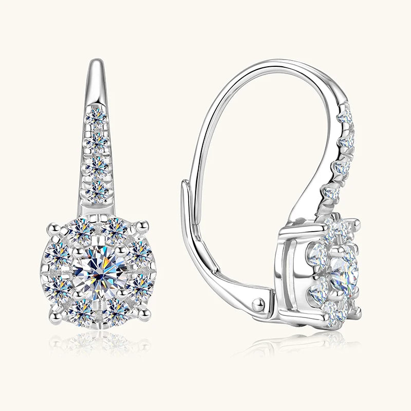 Moissanite Clip-On Halo Hoop Earrings | 925 Sterling Silver | Diamonds Grace