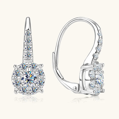 Moissanite Clip-On Halo Hoop Earrings | 925 Sterling Silver | Diamonds Grace