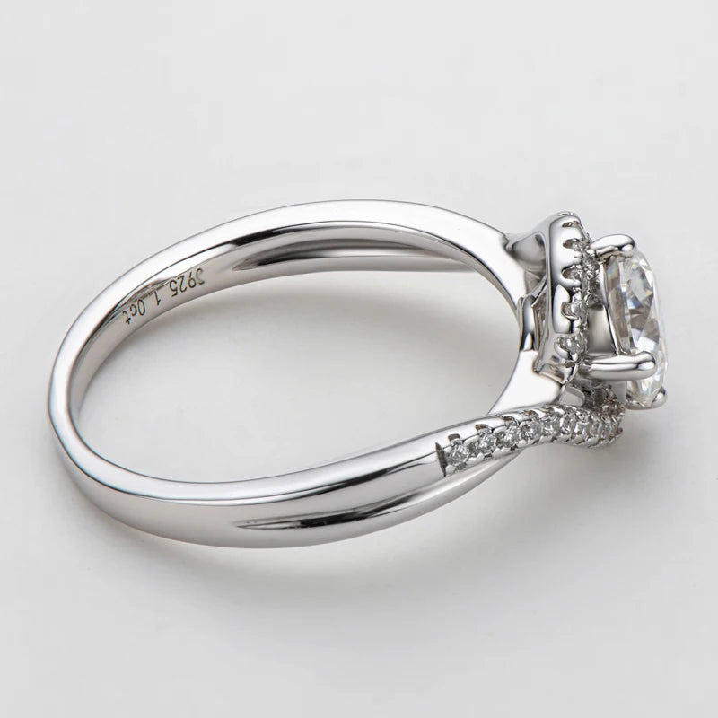 925 Sterling Silver Moissanite Engagement Ring | 1ct Round Brilliant Cut | Diamonds Grace
