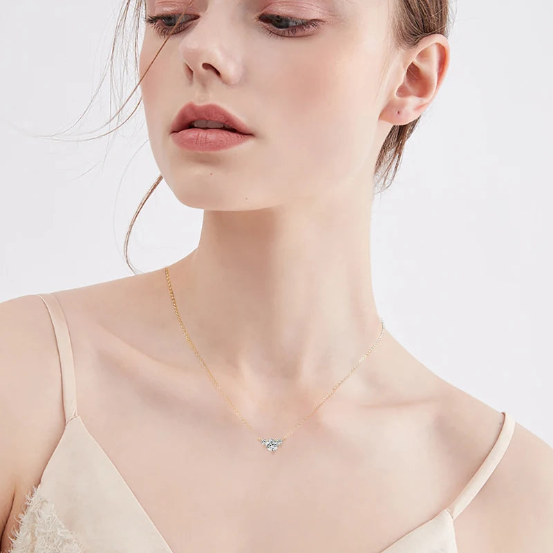 Moissanite 3-Stone Pendant Necklace | 1ct Round Brilliant | 925 Sterling Silver | GRA Certified | Diamonds Grace