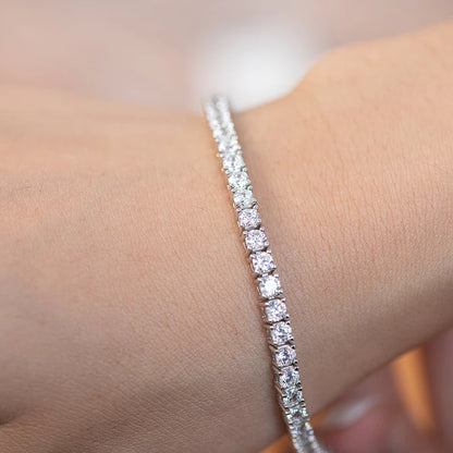 Cubic Zirconia Tennis Bracelet | 3mm Pavé 925 Sterling Silver | Diamonds Grace