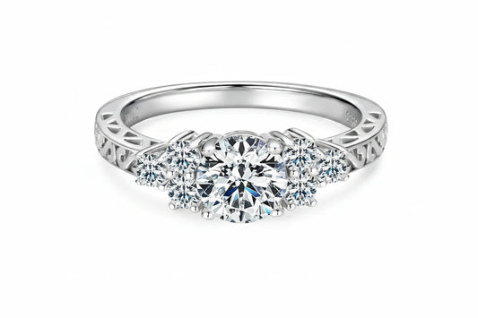 1ct Moissanite 7-Stone Engagement Ring | 925 Sterling Silver | Diamonds Grace