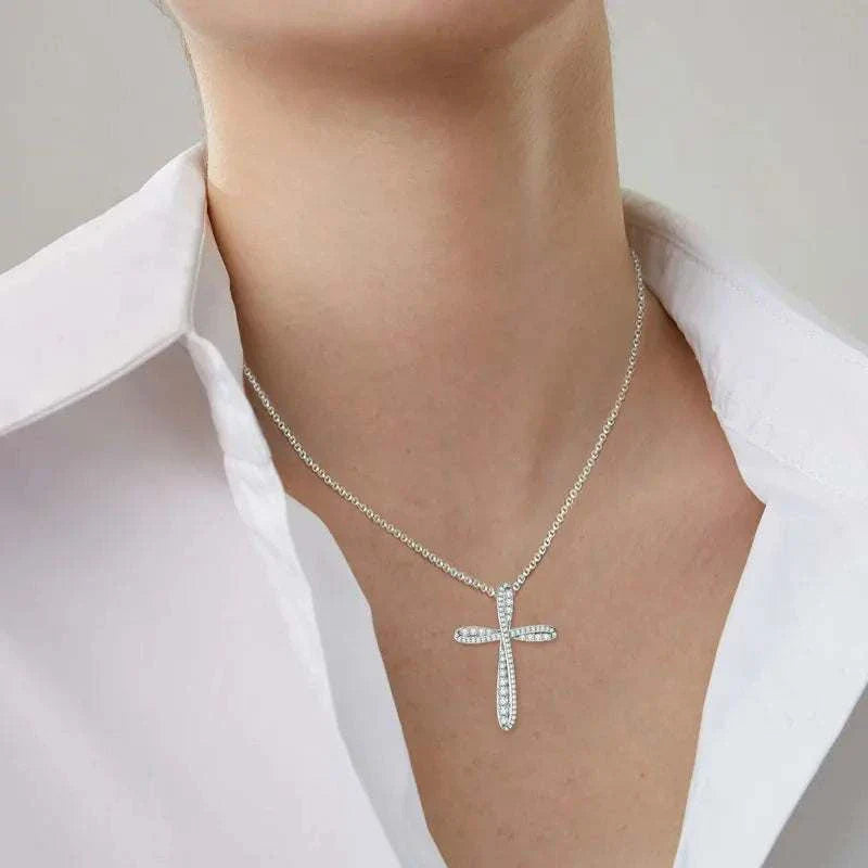 Moissanite Cross Pendant Necklace