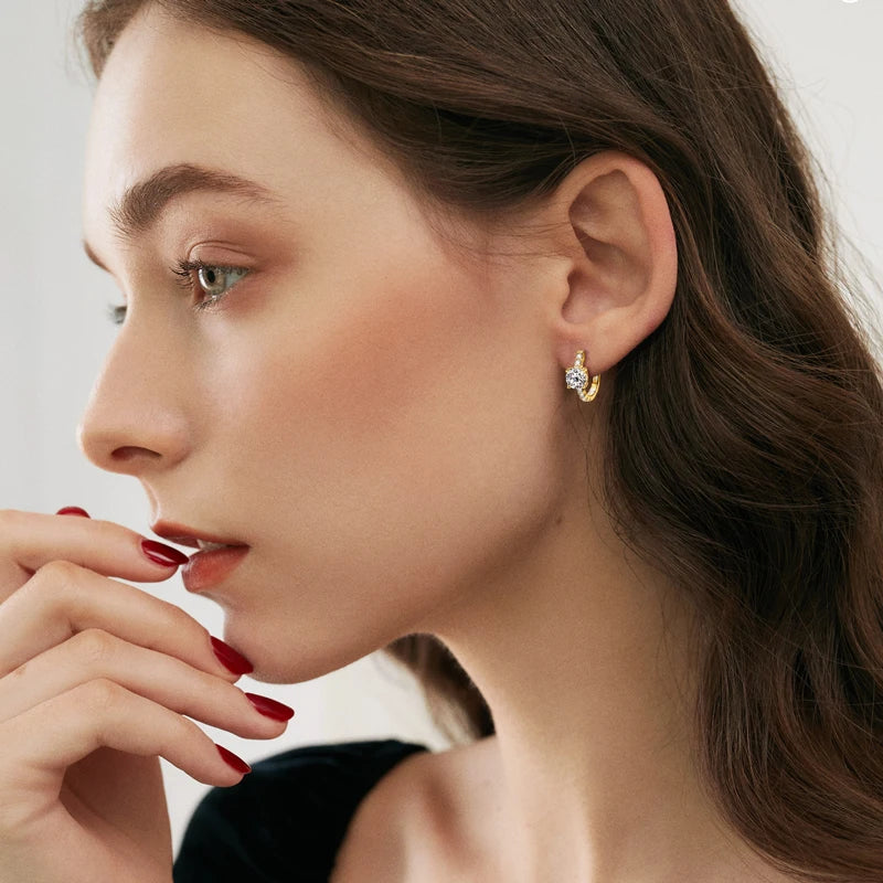 Moissanite Hoop Earrings 1ct D Color | 925 Sterling Silver | Diamonds Grace