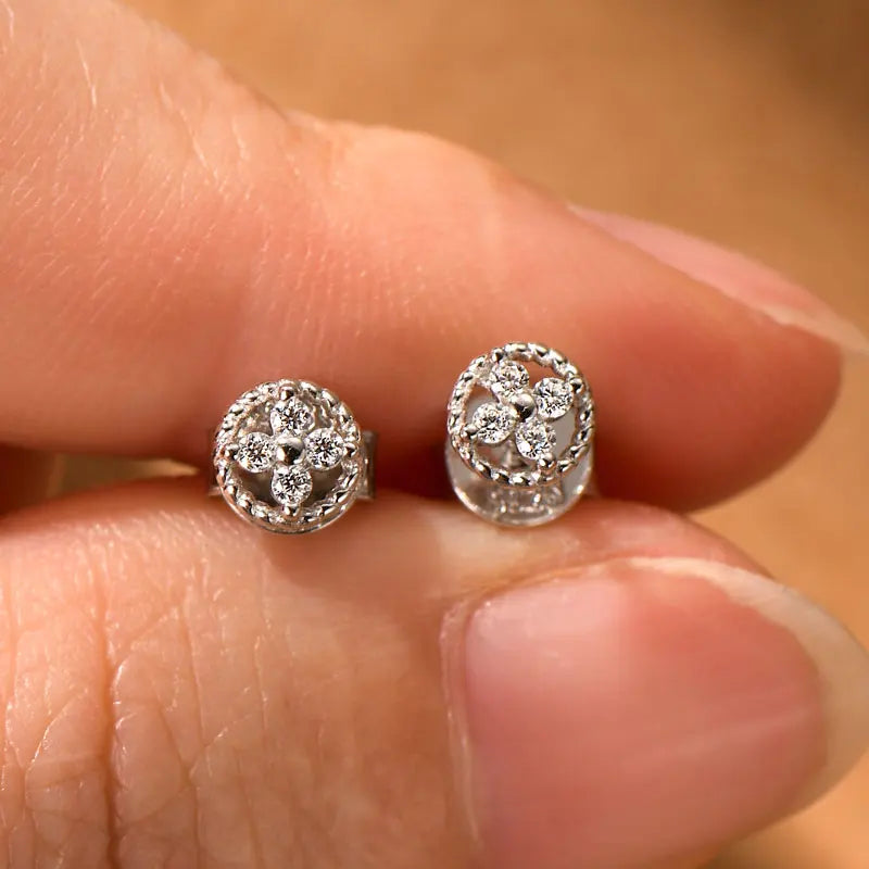 Moissanite Twisted Round Stud Earrings | 925 Sterling Silver | Diamonds Grace