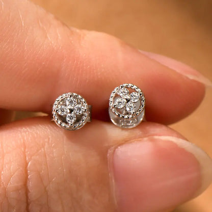 Moissanite Twisted Round Stud Earrings | 925 Sterling Silver | Diamonds Grace