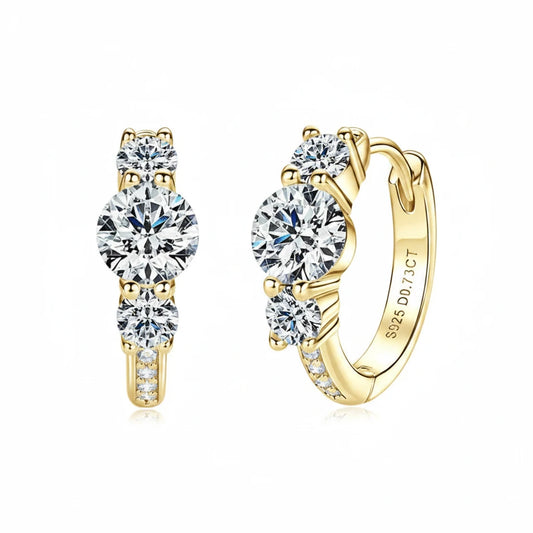 Moissanite Hoop Earrings | D Color Round Brilliant | 925 Sterling Silver | Diamonds Grace