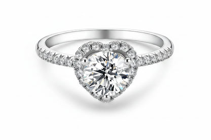 1CT Moissanite Heart Wedding Ring | 6.5mm Round Cut | S925 Sterling Silver | Diamonds Grace