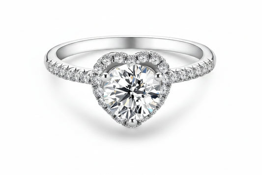 1CT Moissanite Heart Wedding Ring | 6.5mm Round Cut | S925 Sterling Silver | Diamonds Grace
