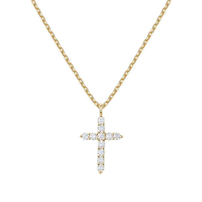 Cubic Zirconia Cross Necklace | S925 Sterling Silver | Rhodium Plated | Diamonds Grace