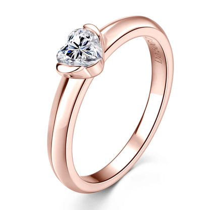 Heart Shaped Moissanite Solitaire Engagement Ring | 0.5ct 925 Sterling Silver | Diamonds Grace