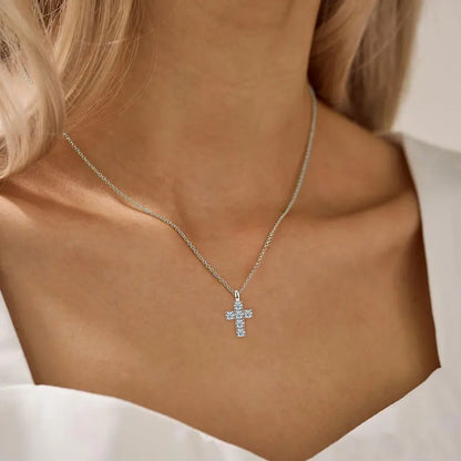 Moissanite Cross Pendant Necklace | 925 Sterling Silver | Diamonds Grace