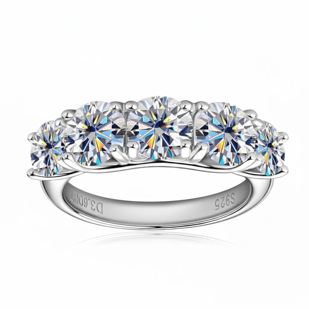 3.6ct Moissanite 5-Stone Engagement Ring D Color VVS1 | 925 Sterling Silver | Diamonds Grace