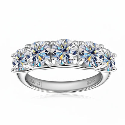 3.6ct Moissanite 5-Stone Engagement Ring D Color VVS1 | 925 Sterling Silver | Diamonds Grace