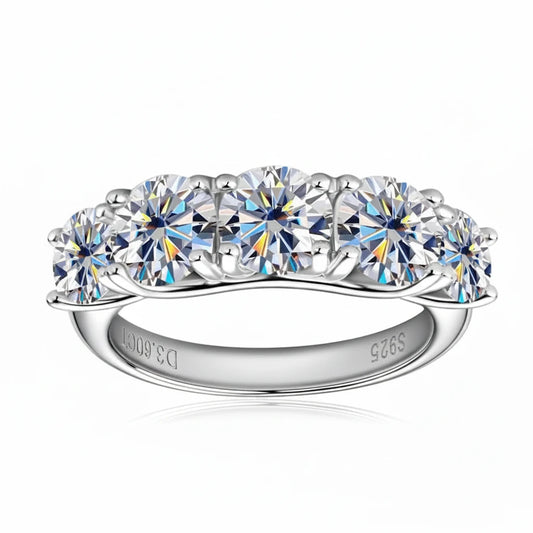 3.6ct Moissanite 5-Stone Engagement Ring D Color VVS1 | 925 Sterling Silver | Diamonds Grace