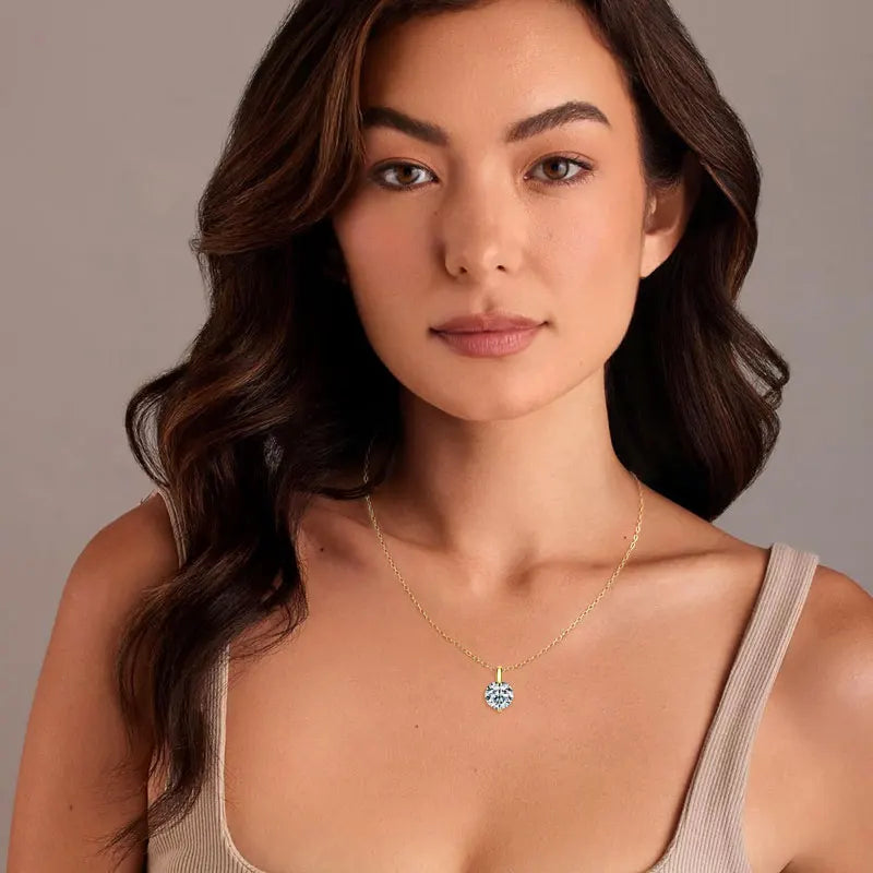 2ct Moissanite Pendant Necklace | 925 Sterling Silver Round Brilliant Cut | Diamonds Grace