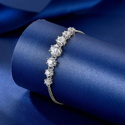 7-Stone Moissanite Claw Bracelet | 925 Sterling Silver | Diamonds Grace