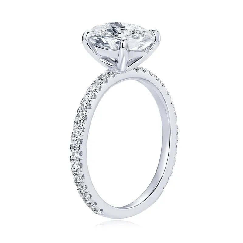 Oval Cut Moissanite Engagement Ring | 3CT D Color VVS1 | S925 Sterling Silver | Diamonds Grace